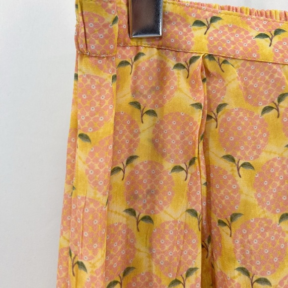 Anita Dongre Yellow Peach Print Sheer High Rise Harem Pants Size 12 - Picture 3 of 7